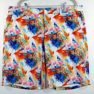 Hreski Mens Abstract Paint Splatter Performance Golf Shorts Multi Color Size 40
